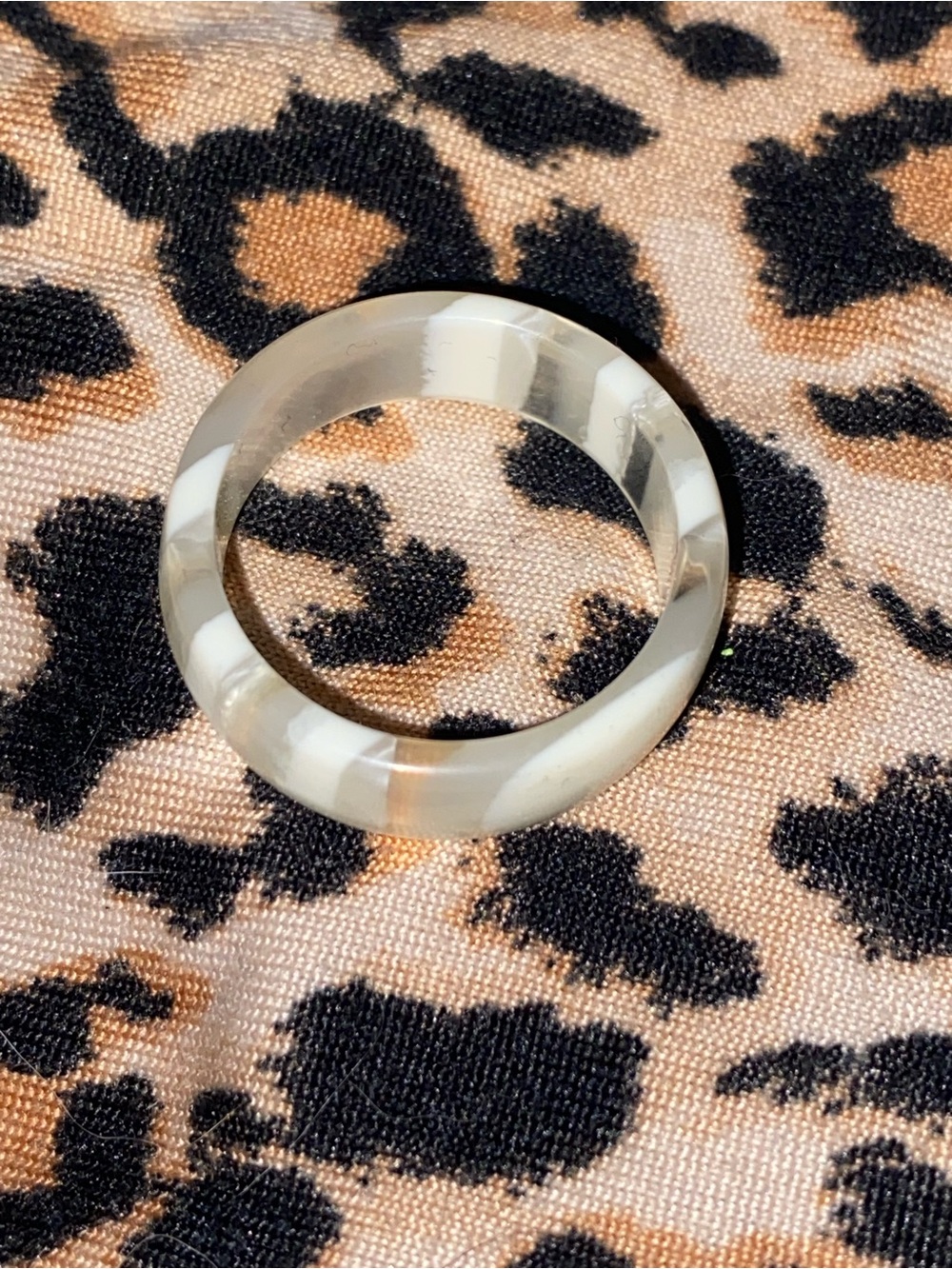 Ivory & Cream Striped Resin Band Ring